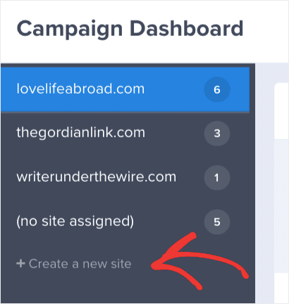 Create a new site min