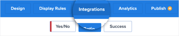 Integrations at the top menu