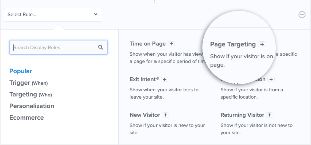 Page Targeting display rule from dropdown menu