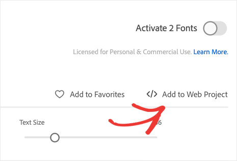 Add to web project adobe fonts