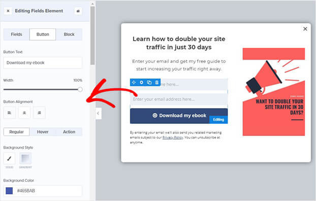 Edit HubSpot popup button