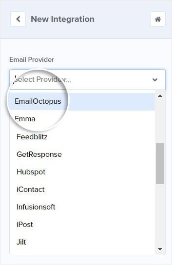 EmailOcotopus Dropdown