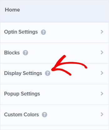 Home Display Settings