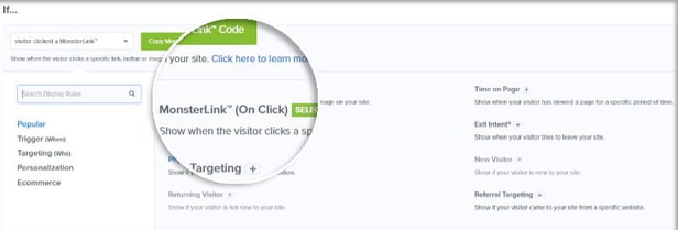 OptinMonster Monsterlinks Display Rule