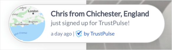 TrustPulse recent activity notification