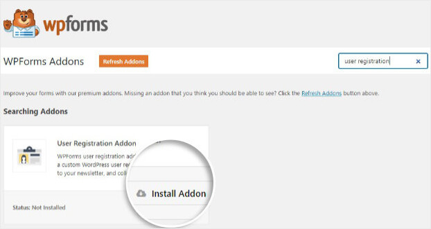 WPForms User Registration Addon Install