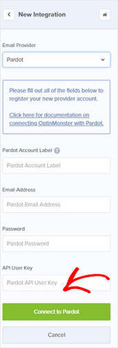 Connect Pardot and OptinMonster