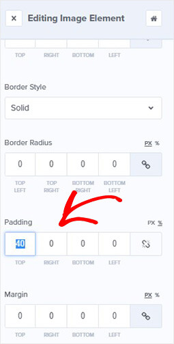 Edit image padding OptinMonster builder
