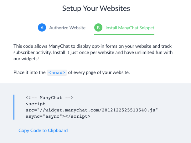 JavaScript Snippet from ManyChat