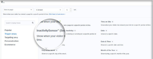 OptinMonster InActivitySensor Display Rule