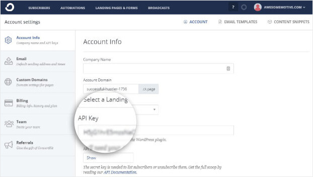 ConvertKit API key