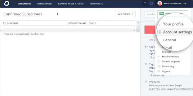 ConvertKit account settings_