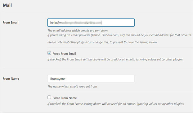 WP Mail SMTP email and from