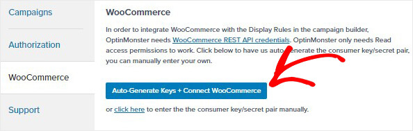 WooCommerce autogenerate keys_