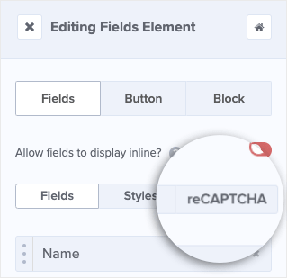 click recaptcha from editing menu-min