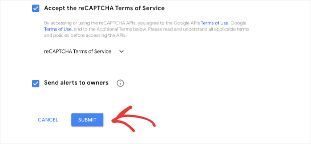 submit recaptcha sign up form