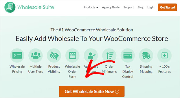 Wholesale Suite home page Get Started