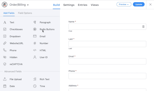 add radio buttons to your form