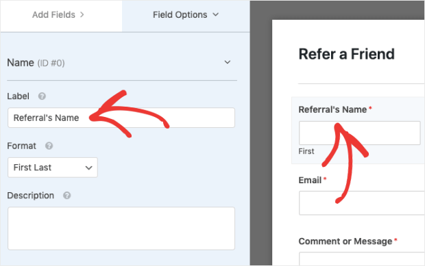 referral name change in wpforms