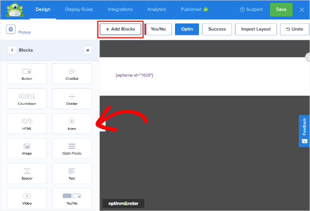 add blocks to optinmonster