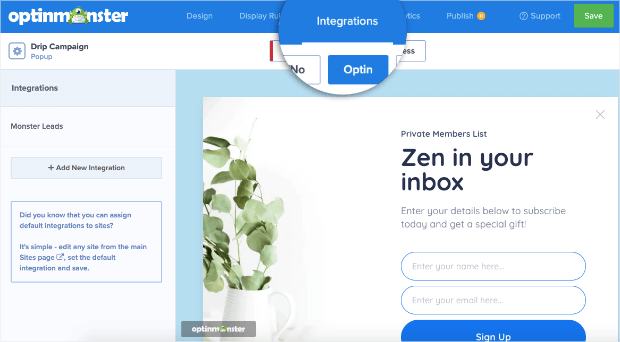 integrations in your optinmonster account