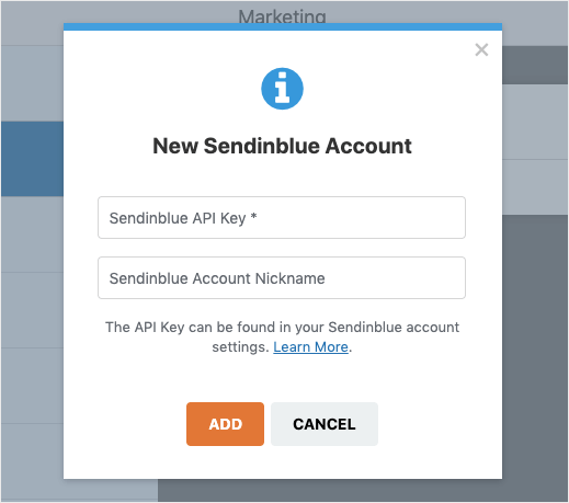 new sendinblue account for wpforms