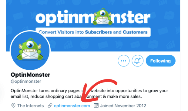 optinmonster twitter page