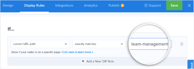 page targeting rule in om