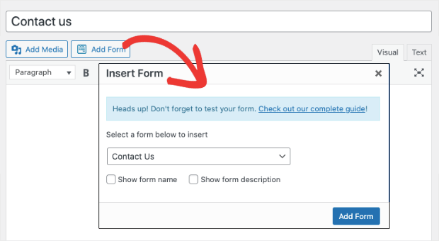 wpforms classic editor