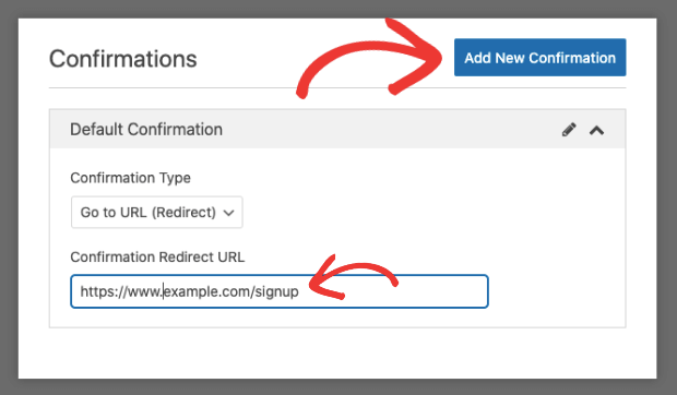 add url redirect in wpforms