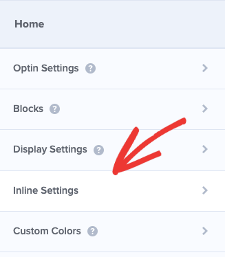 inline settings