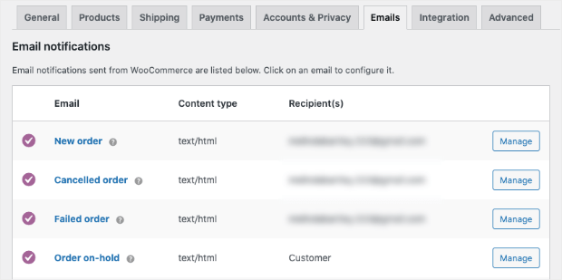 woocommerce transactional emails