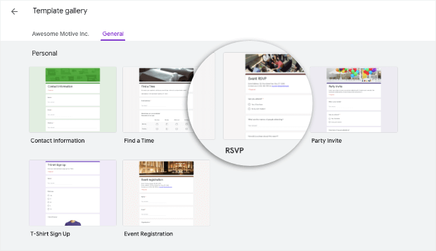 choose googles rsvp template
