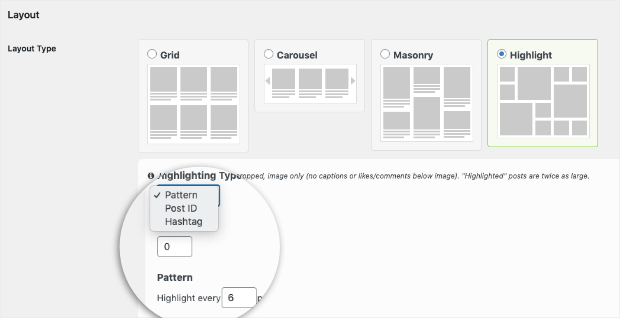 configure pattern settings instagram feed pro