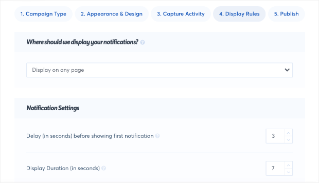 display rules in trustpulse