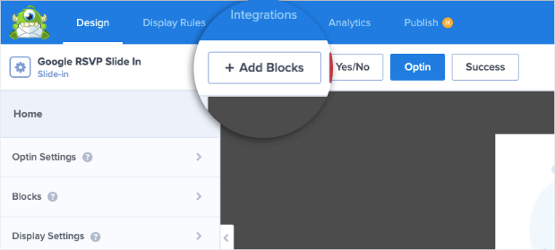 add blocks to your google rsvp form campaign