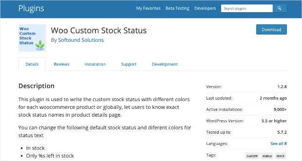 woo custom stock status homepage