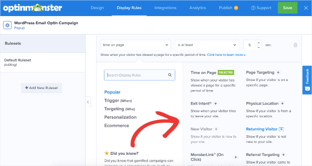 display rules for wordpress email optins