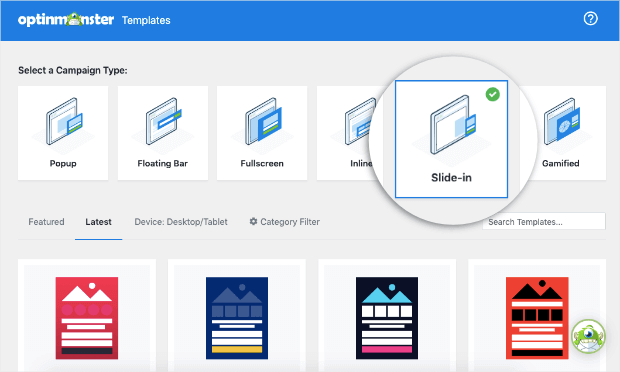 select slide in scroll box