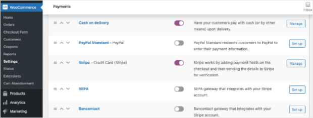 woocommerce settings