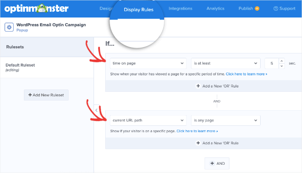 wordpress email optin form targeting rules