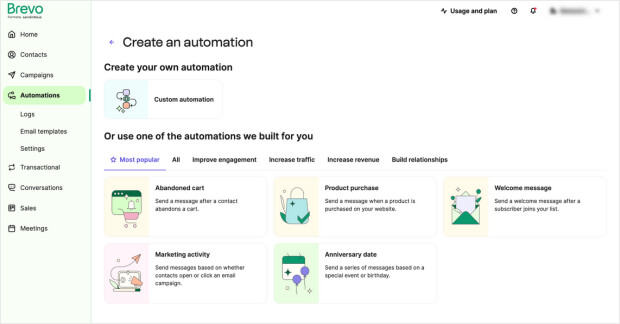 create automation - brevo