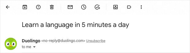 Duolingo email subject line example that raises curiosity