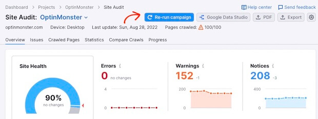 04. SEMRush - Rerun a Site Audit Campaign