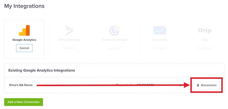 Disconnect Google Analytics from OptinMonster.