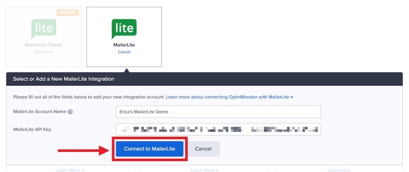 Connect to MailerLite.