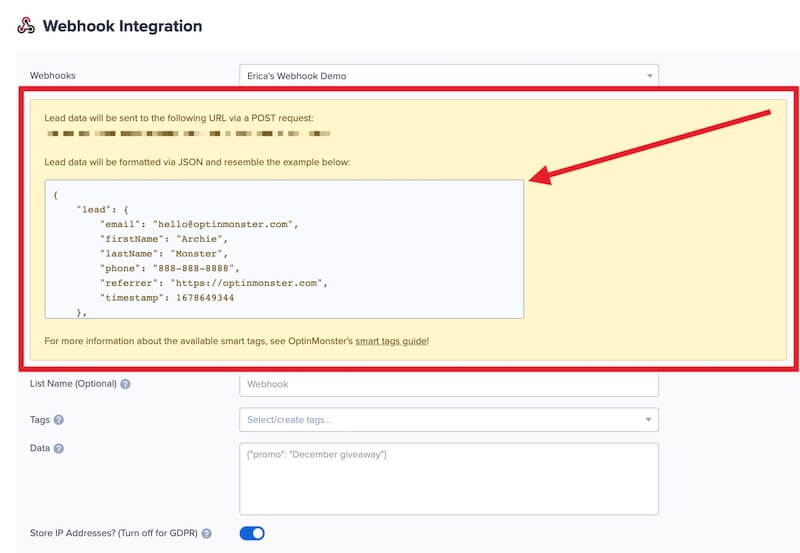 Sample Webhook Data