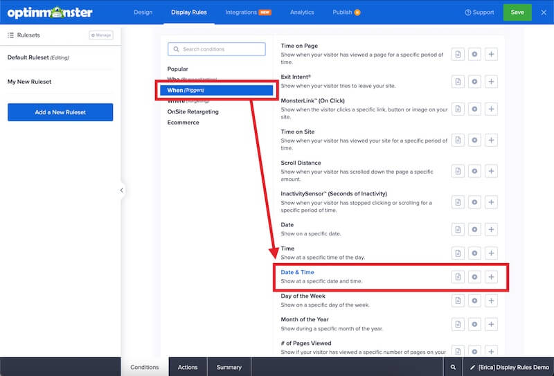 Select the Date & Time Display Rule option.