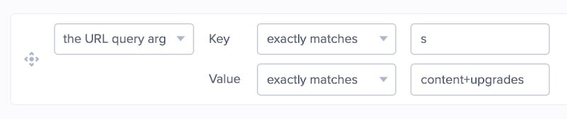 Search example using Query Argument Targeting in OptinMonster.