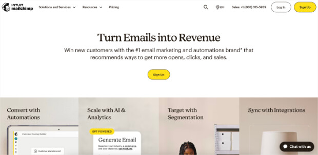 mailchimp homepage